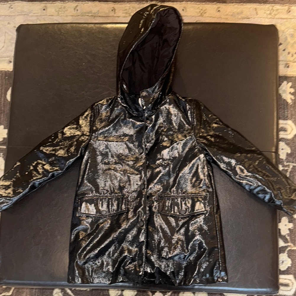 Zara Kids Black Hooded Rain Jacket